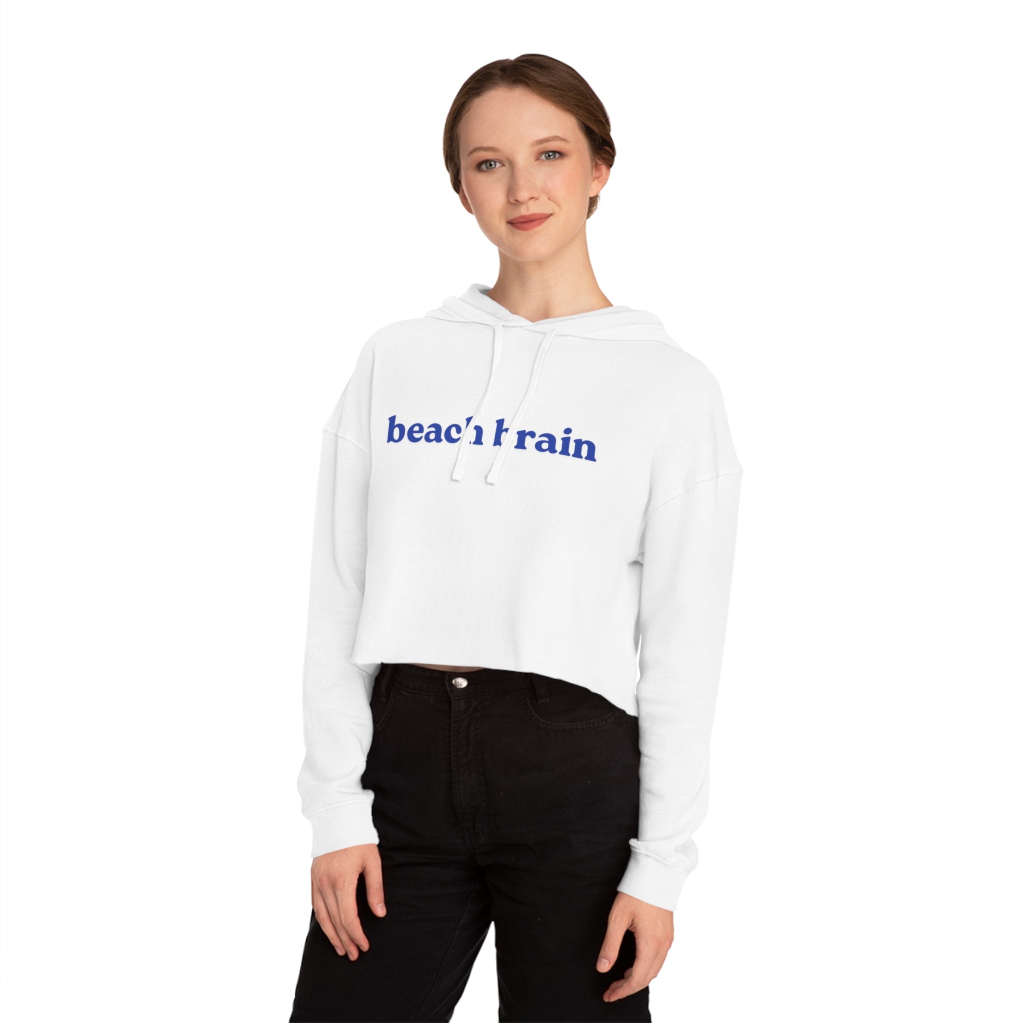 Beach Brain Cropped Sweatshirt | Fun Summer Vibes, Cute Gift for Beach Lovers, Trendy Summer Outfit, Casual Style, Vacation Essential