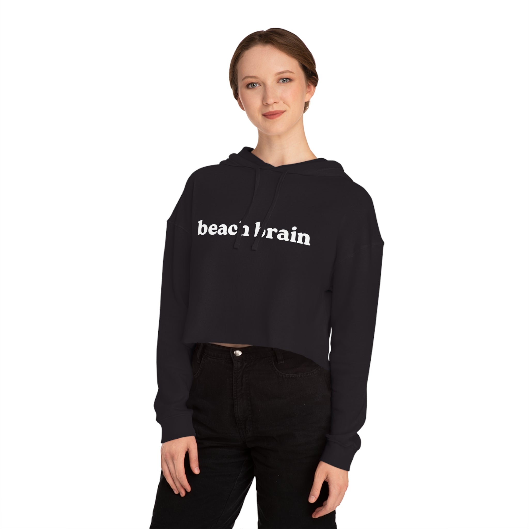 Beach Brain Cropped Sweatshirt | Fun Summer Vibes, Cute Gift for Beach Lovers, Trendy Summer Outfit, Casual Style, Vacation Essential