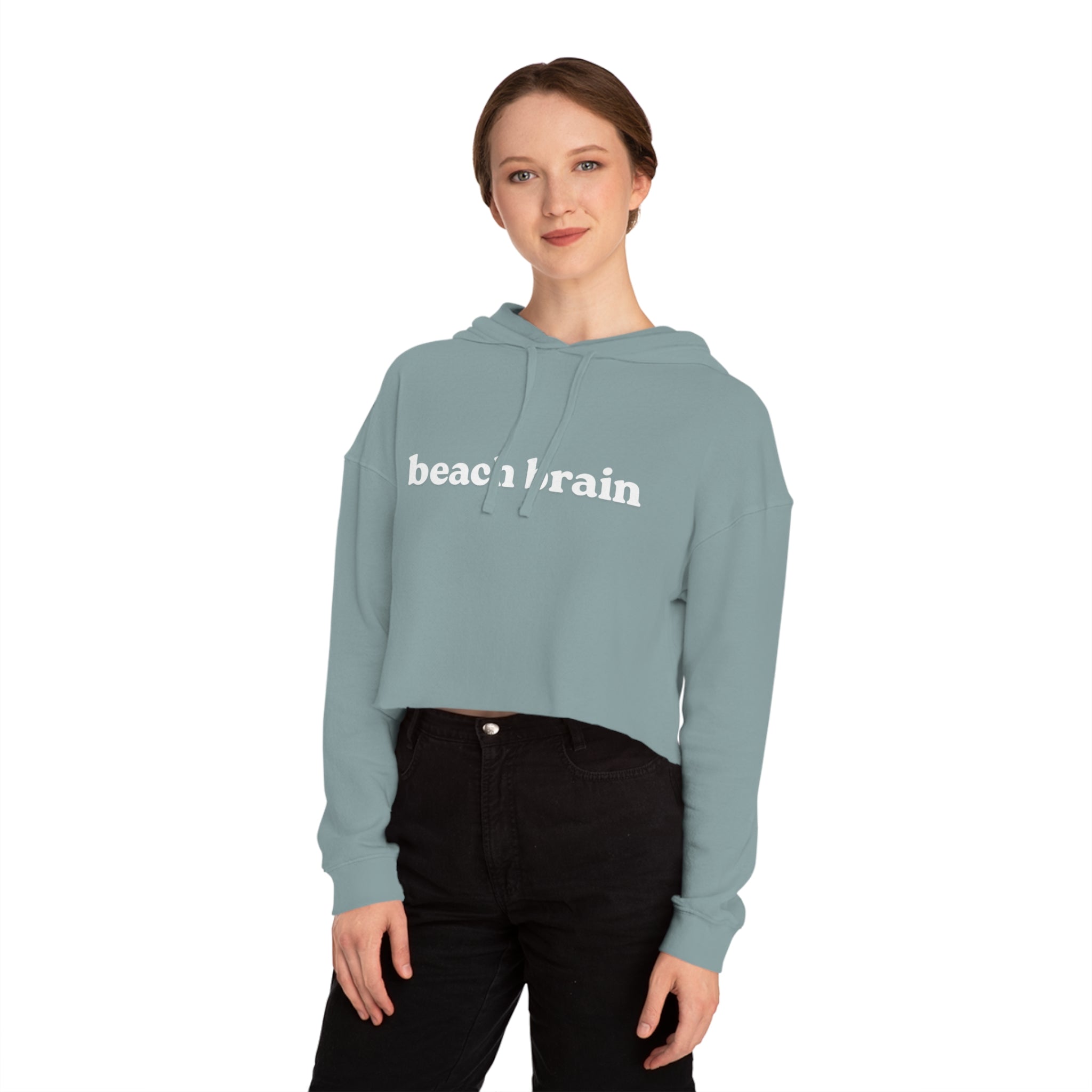 Beach Brain Cropped Sweatshirt | Fun Summer Vibes, Cute Gift for Beach Lovers, Trendy Summer Outfit, Casual Style, Vacation Essential