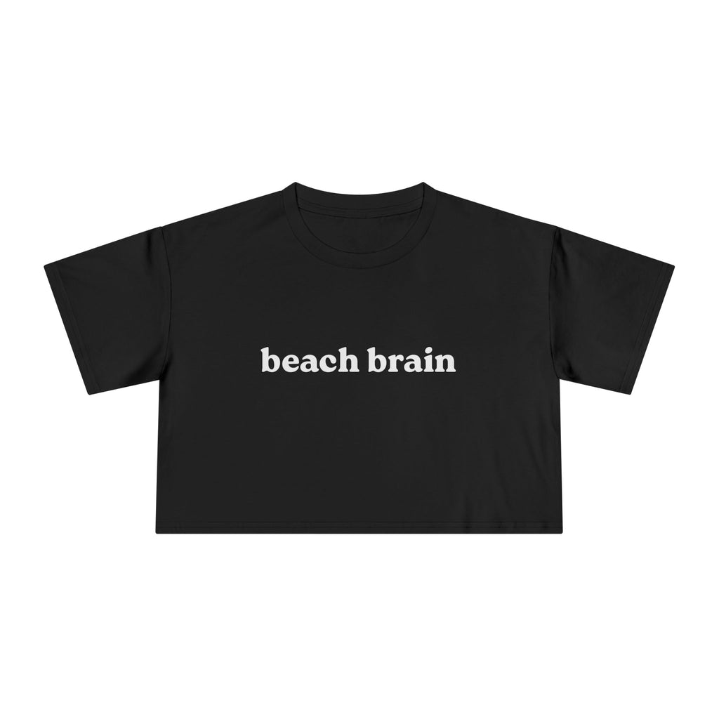 Beach Brain Women's Crop Tee | Summer Vibes, Casual Style, Gift for Her, Vacation Apparel, Trendy Top
