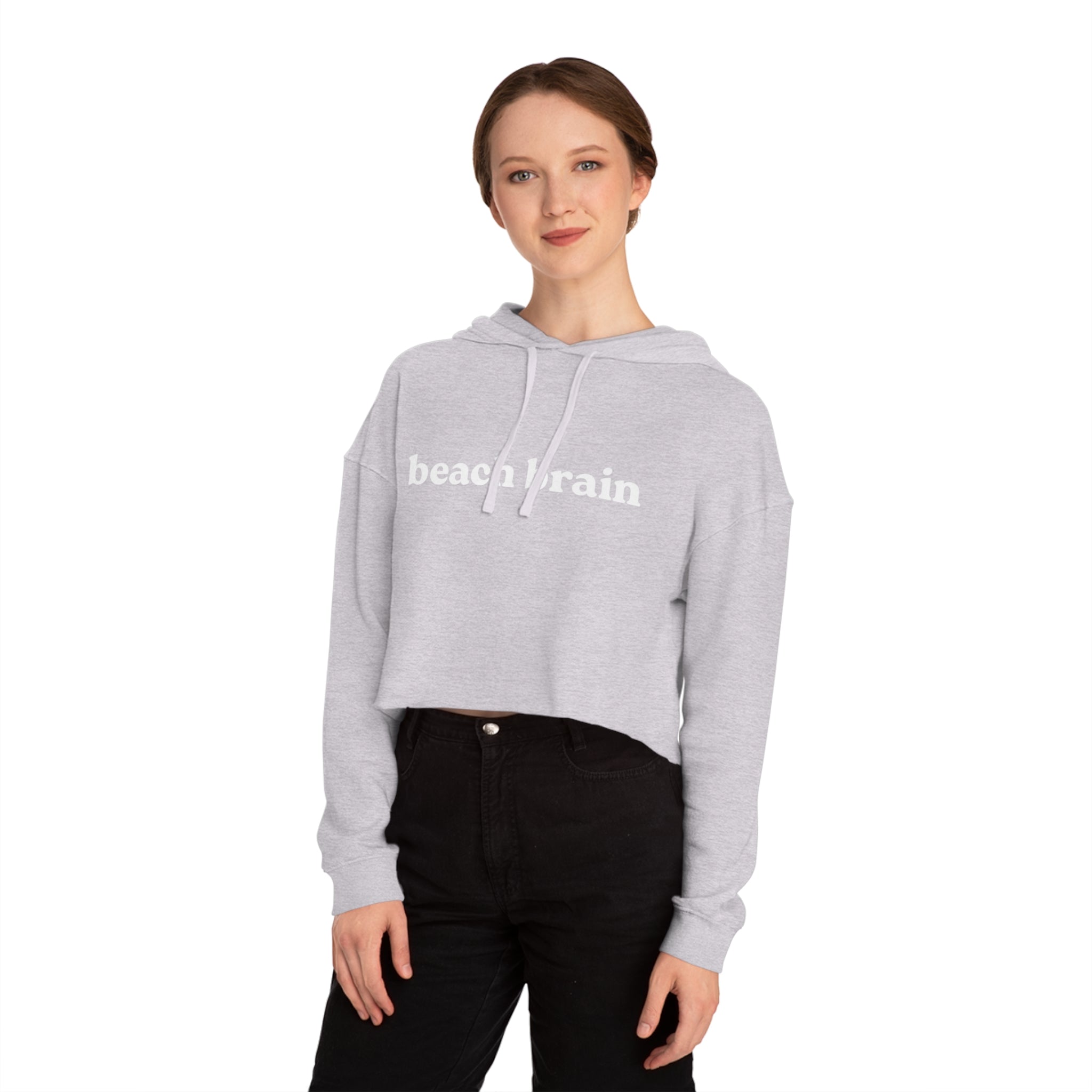 Beach Brain Cropped Sweatshirt | Fun Summer Vibes, Cute Gift for Beach Lovers, Trendy Summer Outfit, Casual Style, Vacation Essential