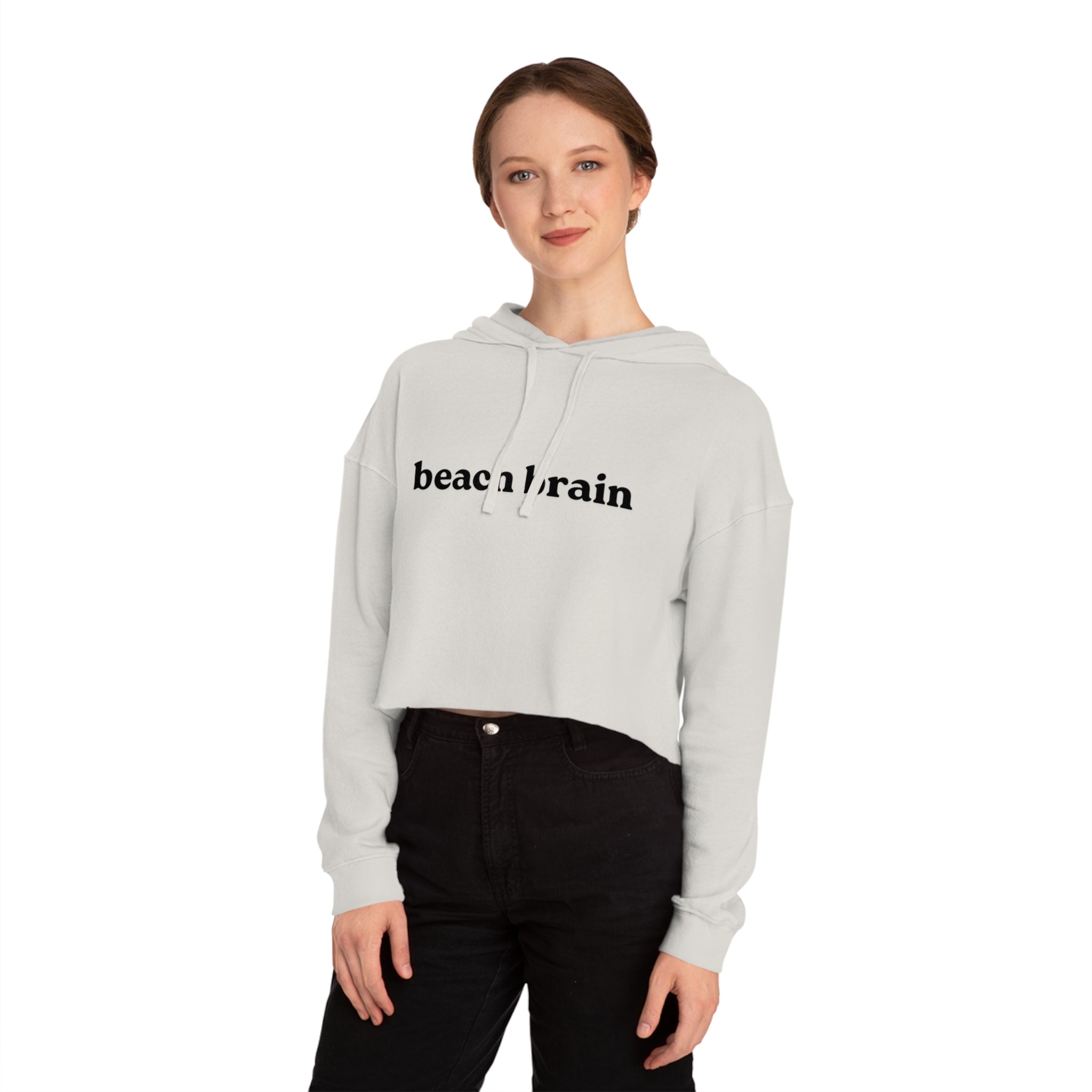 Beach Brain Cropped Sweatshirt | Fun Summer Vibes, Cute Gift for Beach Lovers, Trendy Summer Outfit, Casual Style, Vacation Essential